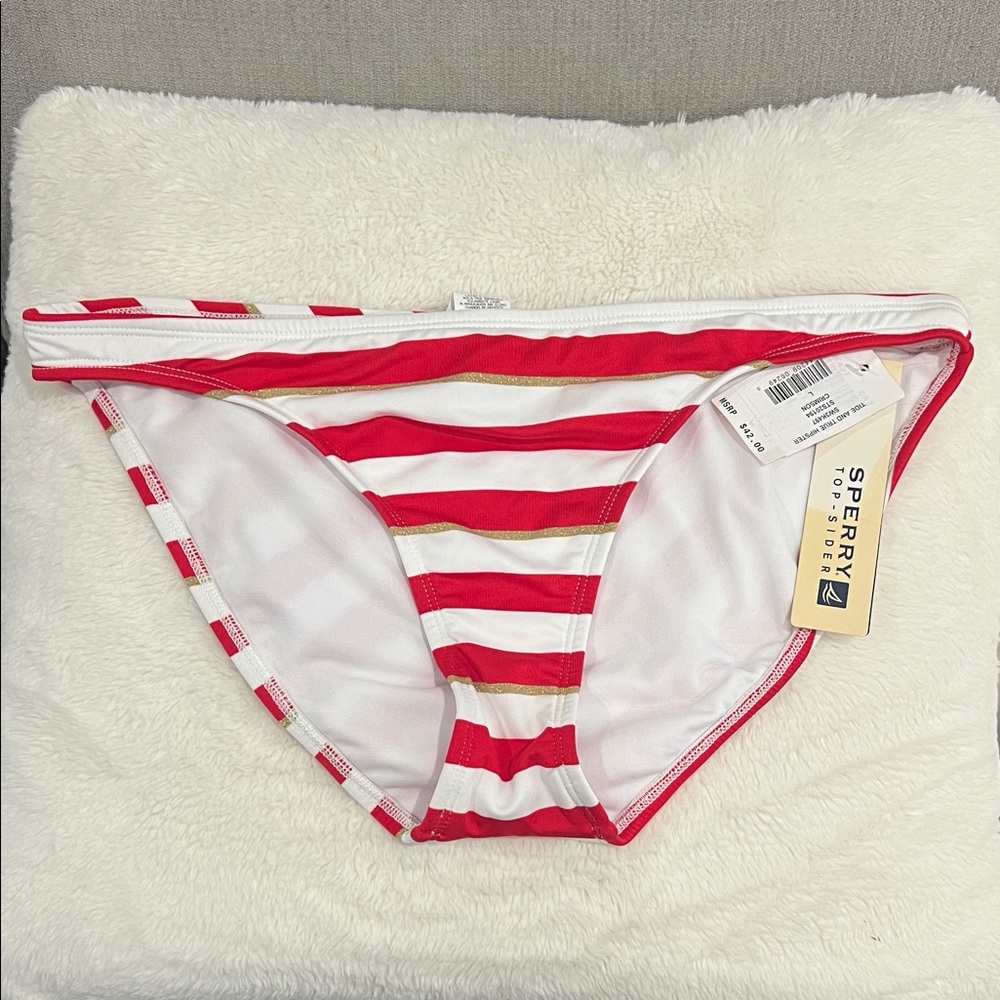 Sperry Red and White Striped Women's Swim Bottom